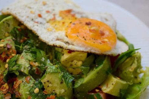 Fried Avocado And Egg Spring Salad