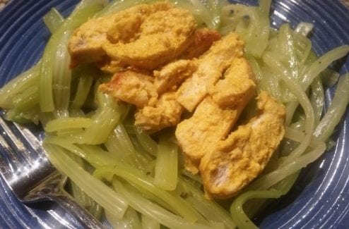 Honey Mustard Chicken With Celery Noodles